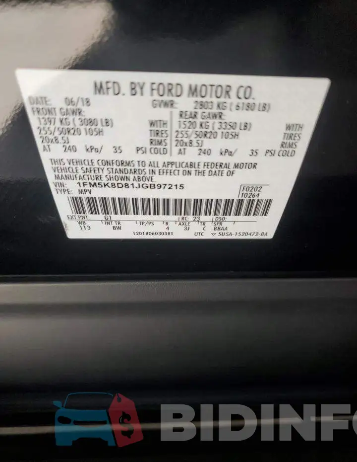 1FM5K8D81JGB97215 Photo# 13
