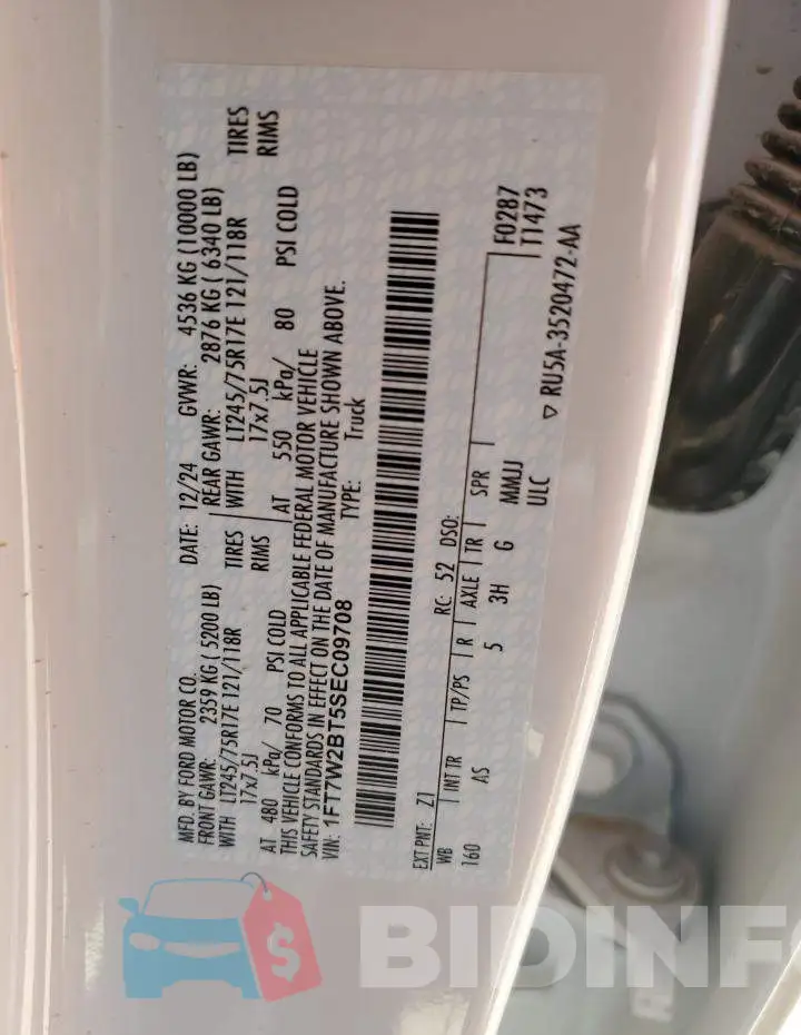 1FT7W2BT5SEC09708 Photo# 13