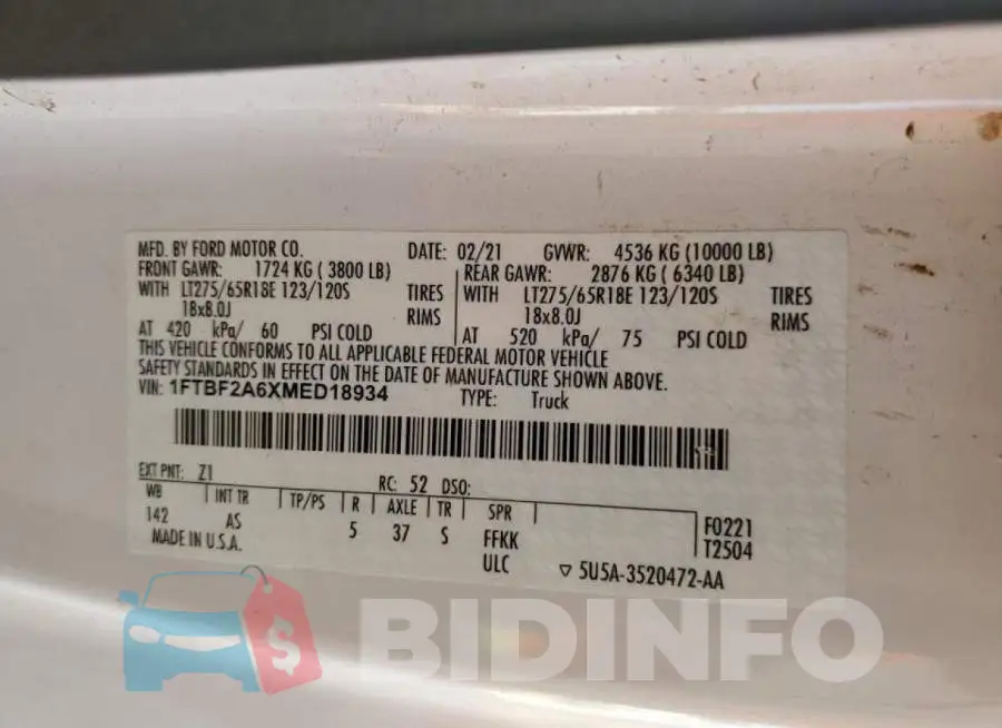 1FTBF2A6XMED18934 Photo# 13