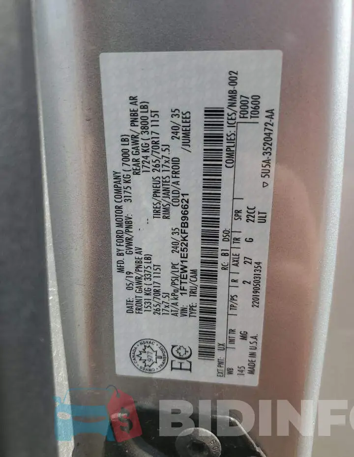 1FTEW1E52KFB96621 Photo# 13