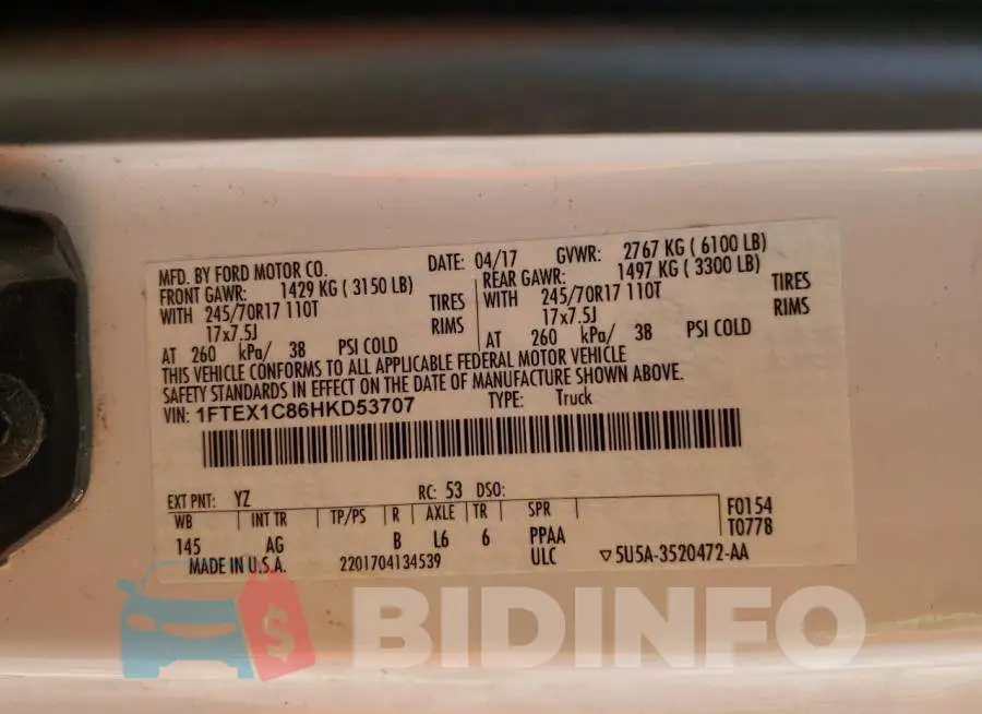 1FTEX1C86HKD53707 Photo# 13