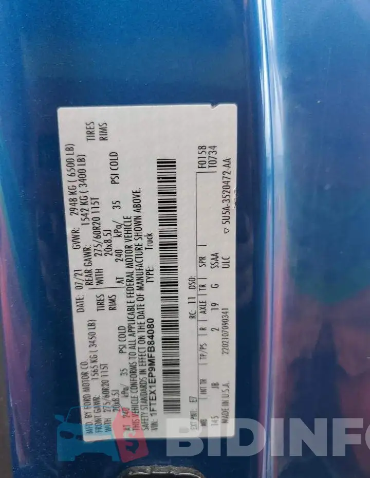 1FTEX1EP9MFB84080 Photo# 12