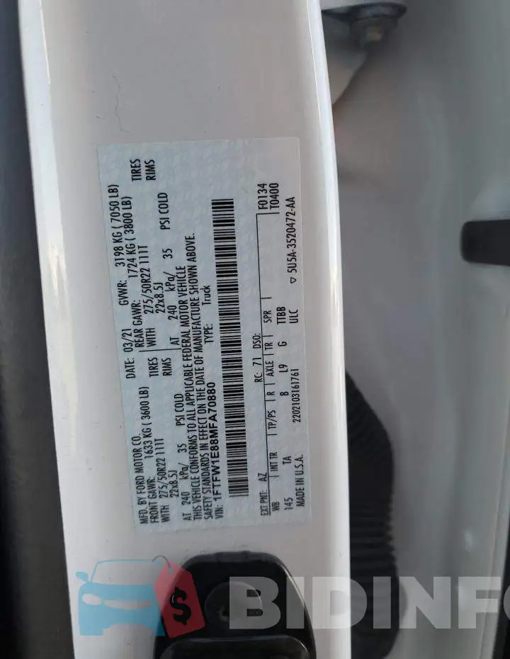 1FTFW1E88MFA70880 Photo# 13