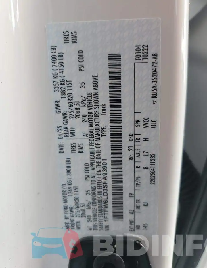 1FTFW6LD3SFA93901 Photo# 12