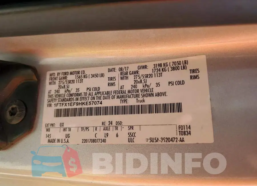 1FTFX1EF9HKE57074 Photo# 12