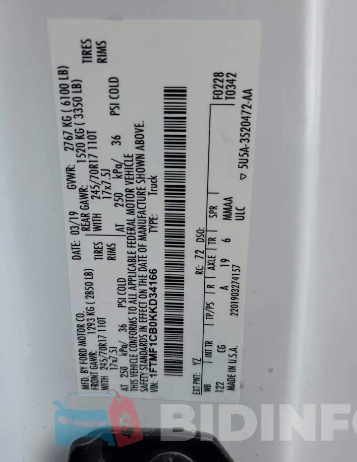 1FTMF1CB0KKD34166 Photo# 12