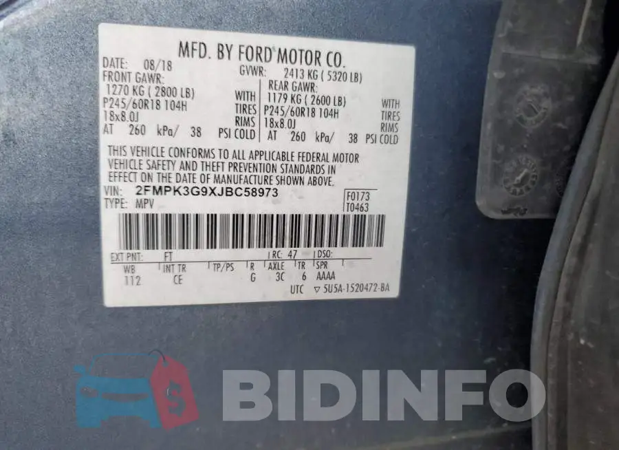 2FMPK3G9XJBC58973 Photo# 14