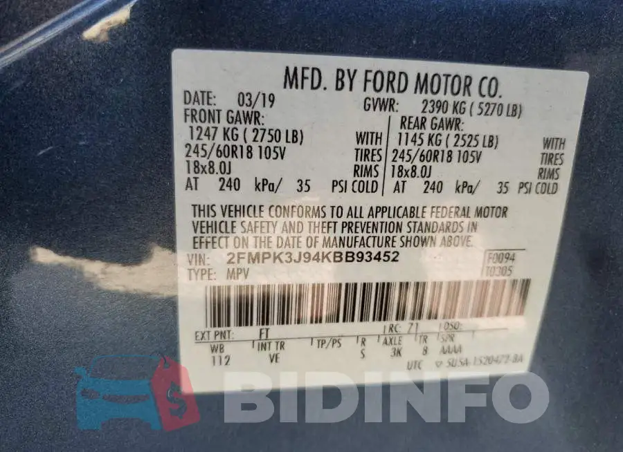 2FMPK3J94KBB93452 Photo# 13