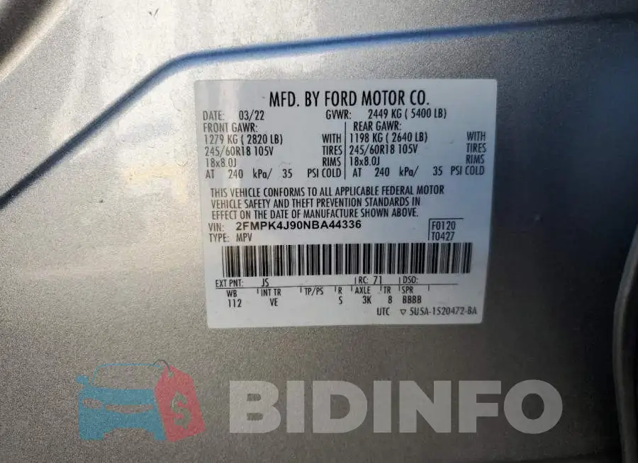 2FMPK4J90NBA44336 Photo# 12