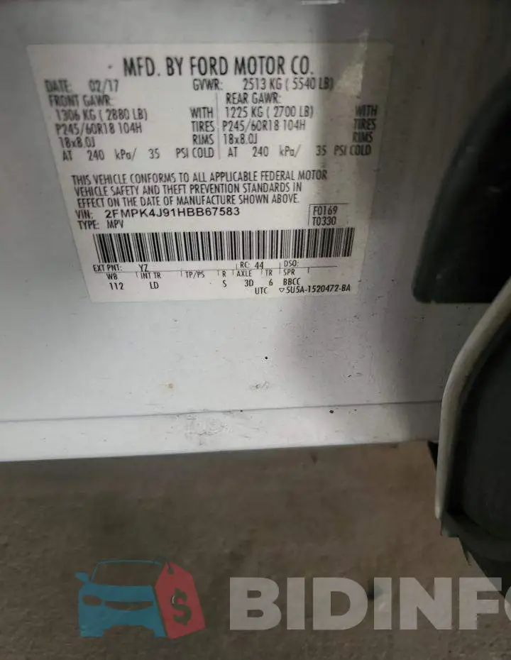 2FMPK4J91HBB67583 Photo# 13