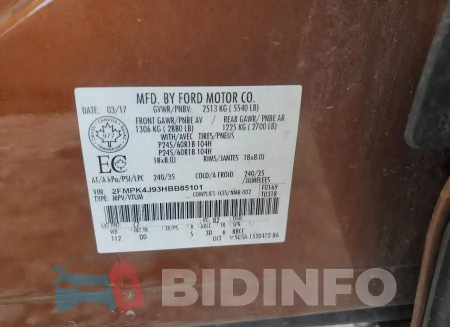 2FMPK4J93HBB85101 Photo# 13
