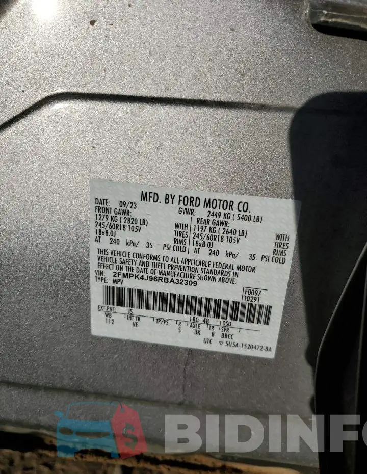 2FMPK4J96RBA32309 Photo# 13