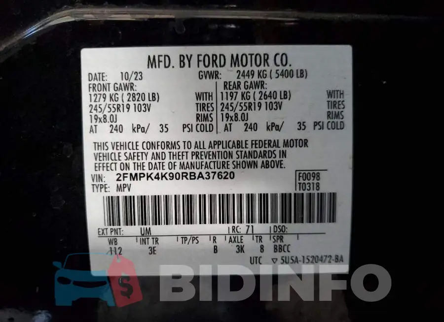 2FMPK4K90RBA37620 Photo# 14