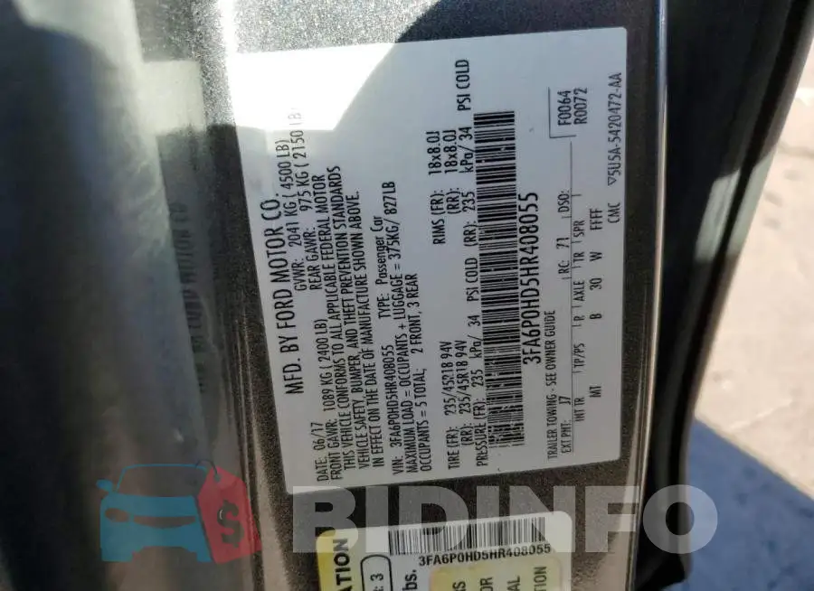 3FA6P0HD5HR408055 Photo# 12