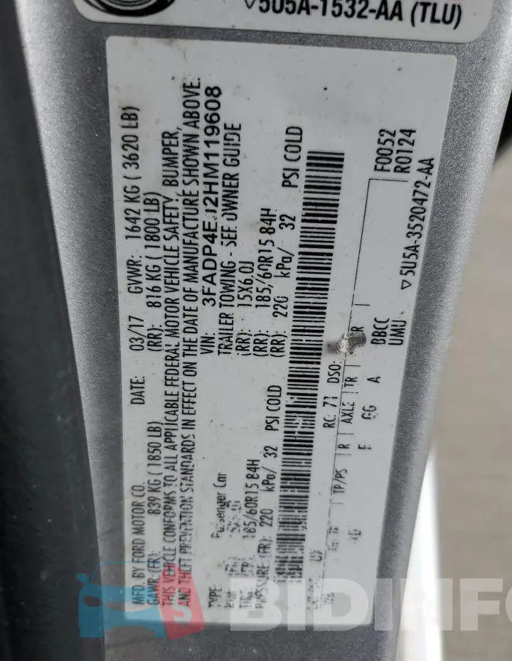 3FADP4EJ2HM119608 Photo# 12