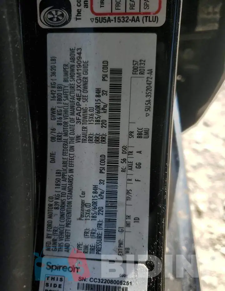 3FADP4EJXGM190943 Photo# 12