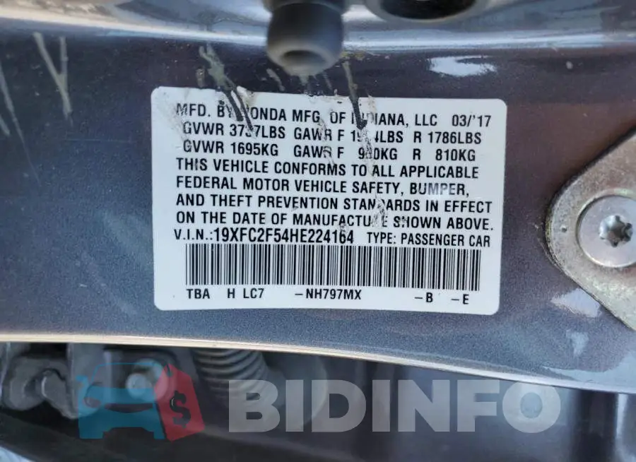 19XFC2F54HE224164 Photo# 12
