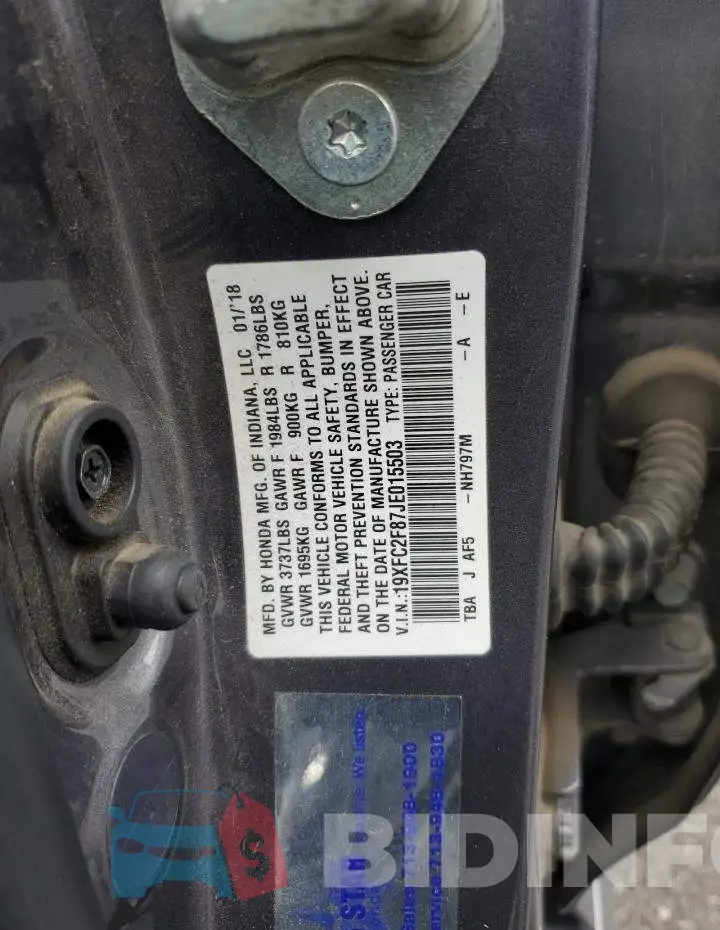 19XFC2F87JE015503 Photo# 12