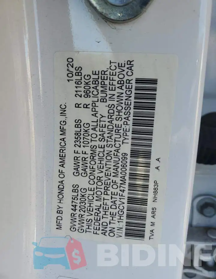 1HGCV1F47MA006099 Photo# 13