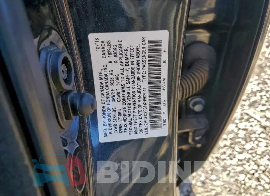 2HGFC2F61KH502041 Photo# 12