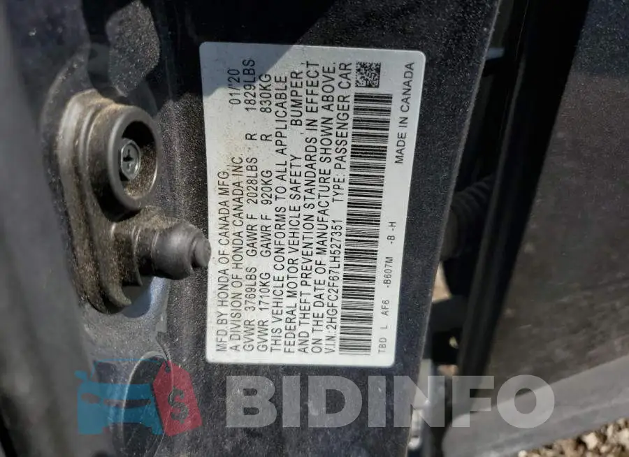 2HGFC2F67LH527351 Photo# 12