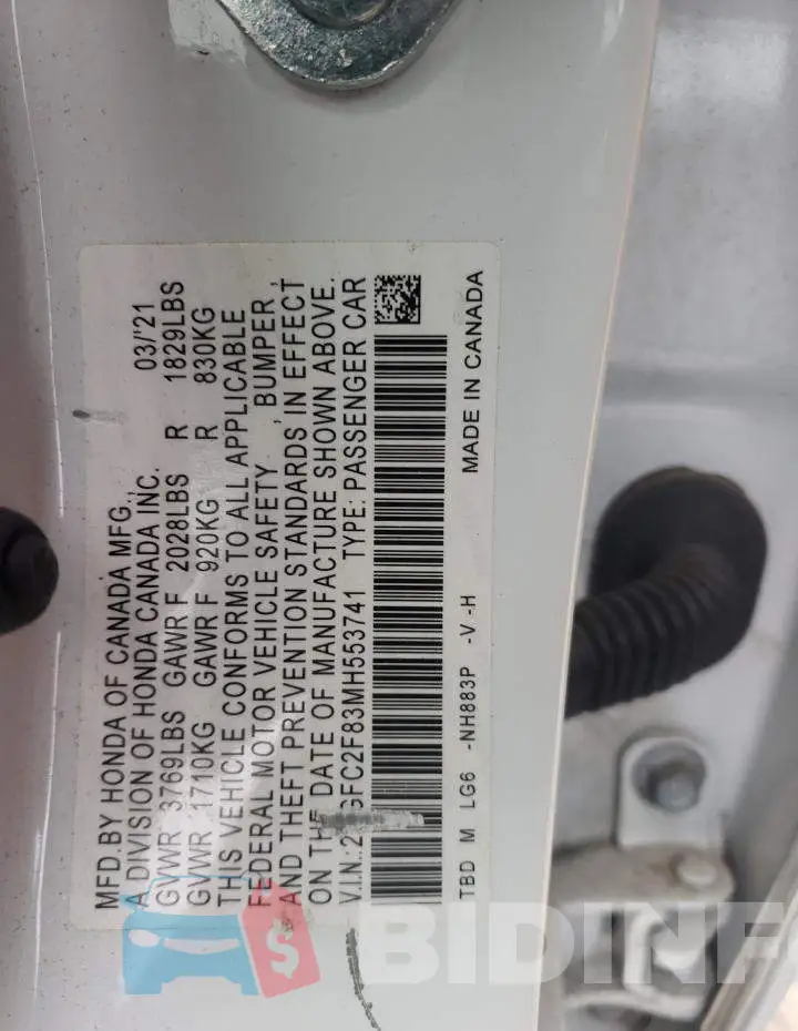 2HGFC2F83MH553741 Photo# 12