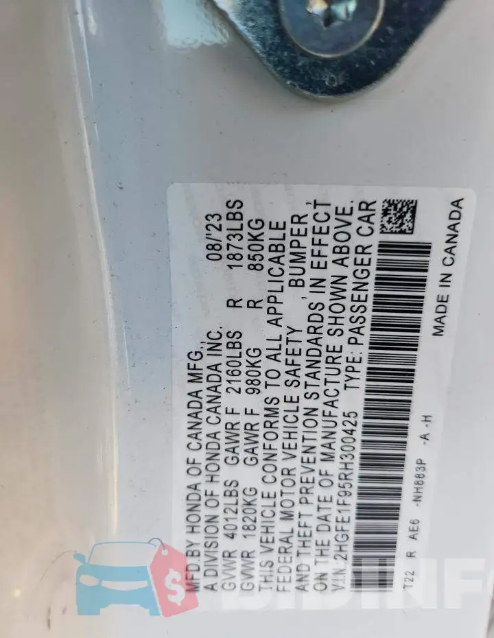 2HGFE1F95RH300425 Photo# 12