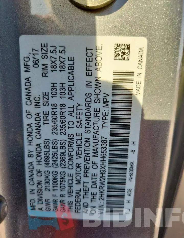 2HKRW2H9XHH653387 Photo# 13
