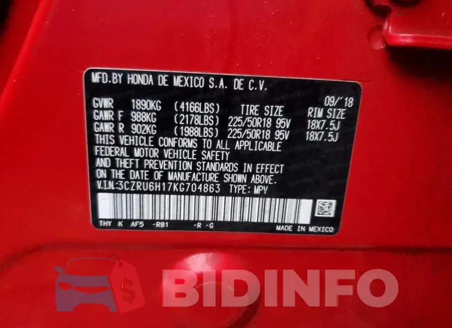 3CZRU6H17KG704863 Photo# 13