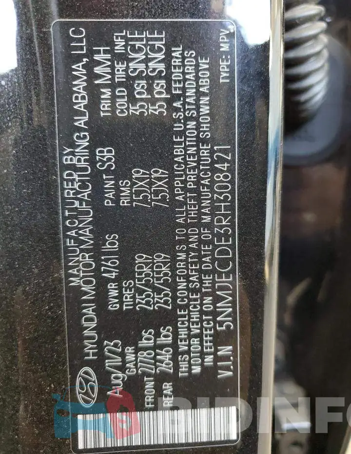 5NMJECDE3RH308421 Photo# 14