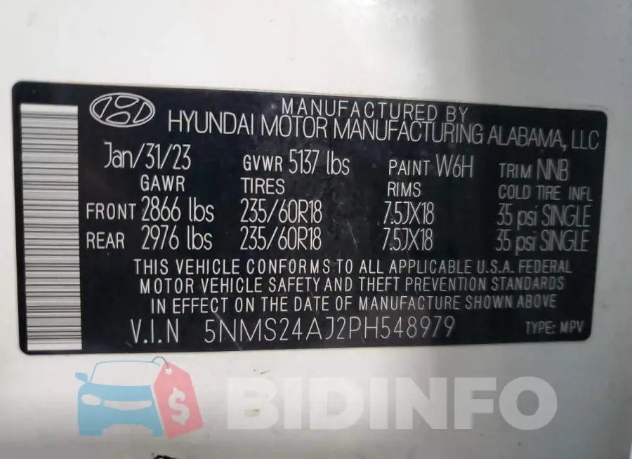 5NMS24AJ2PH548979 Photo# 14