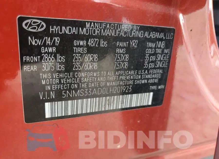 5NMS33AD0LH201923 Photo# 14