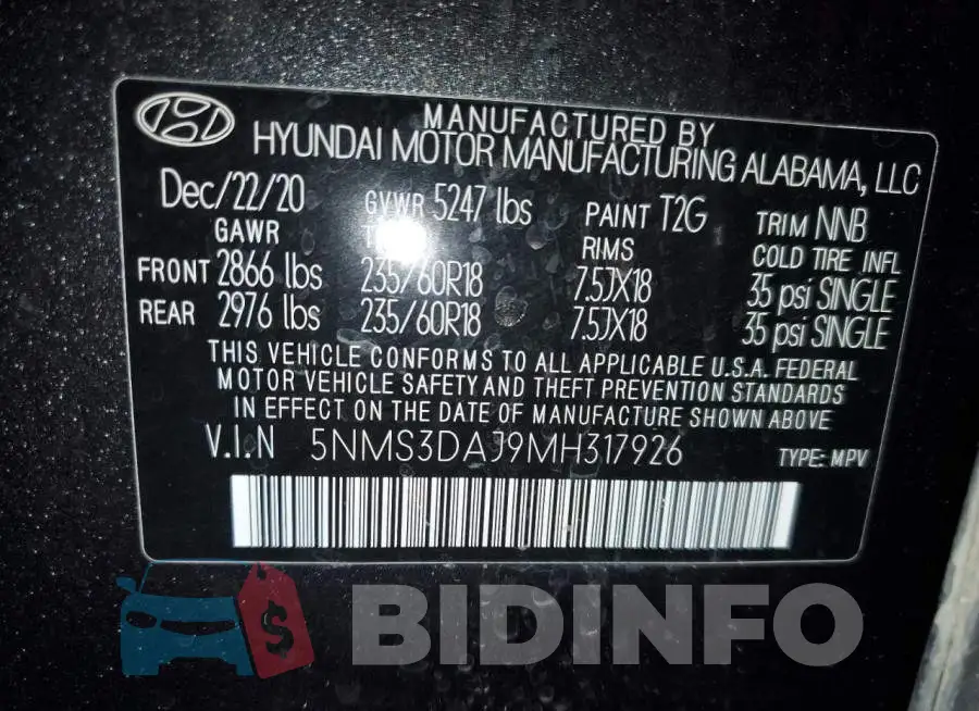 5NMS3DAJ9MH317926 Photo# 14