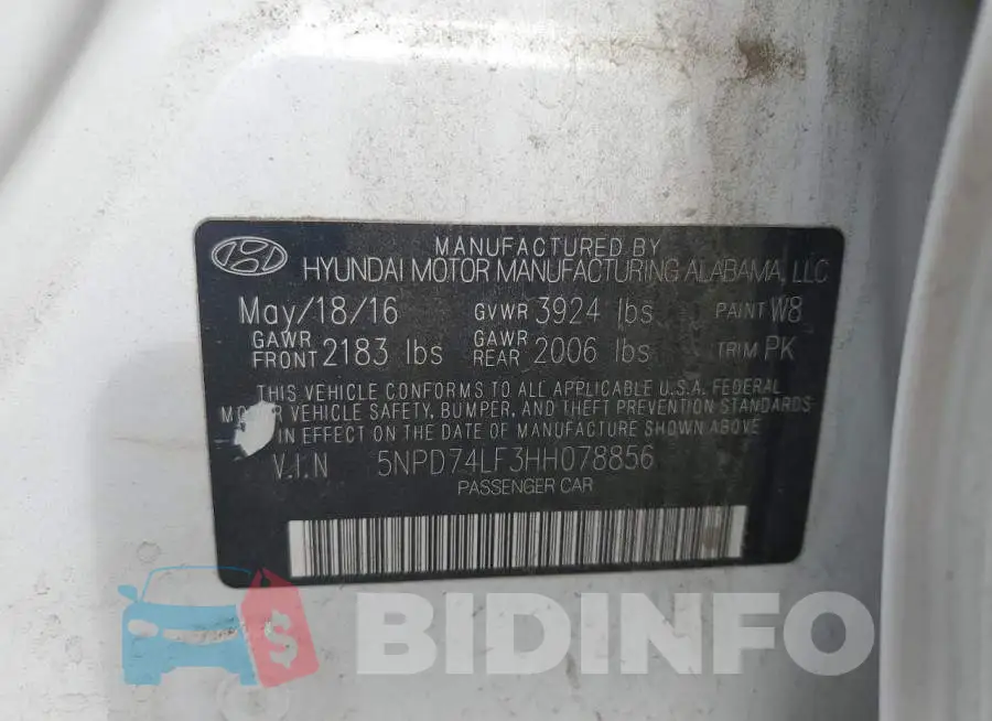 5NPD74LF3HH078856 Photo# 12