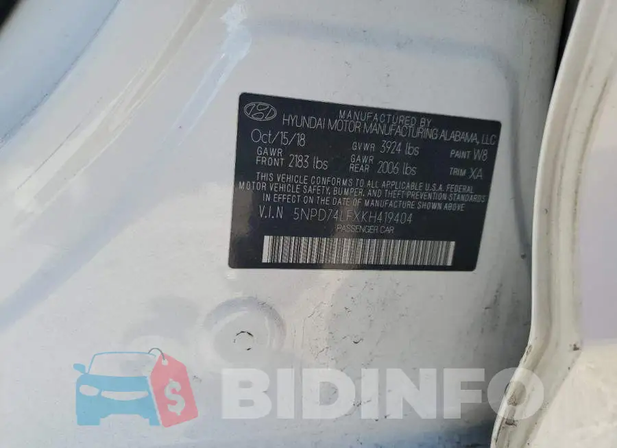 5NPD74LFXKH419404 Photo# 12