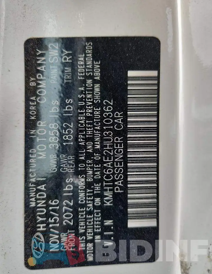 KMHTC6AE2HU310362 Photo# 12