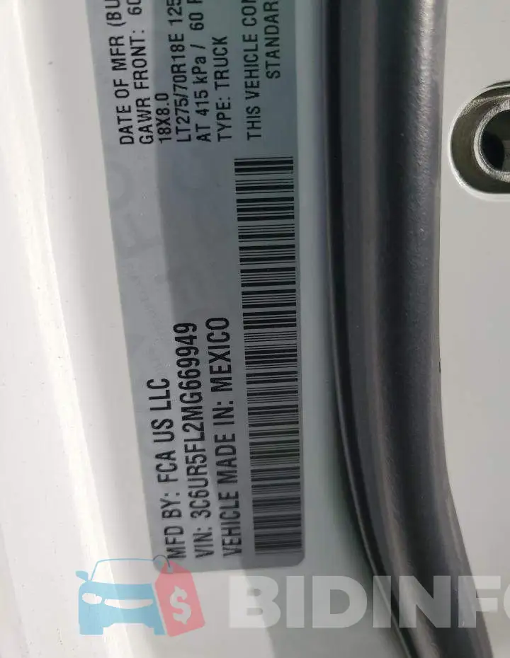 3C6UR5FL2MG669949 Photo# 12