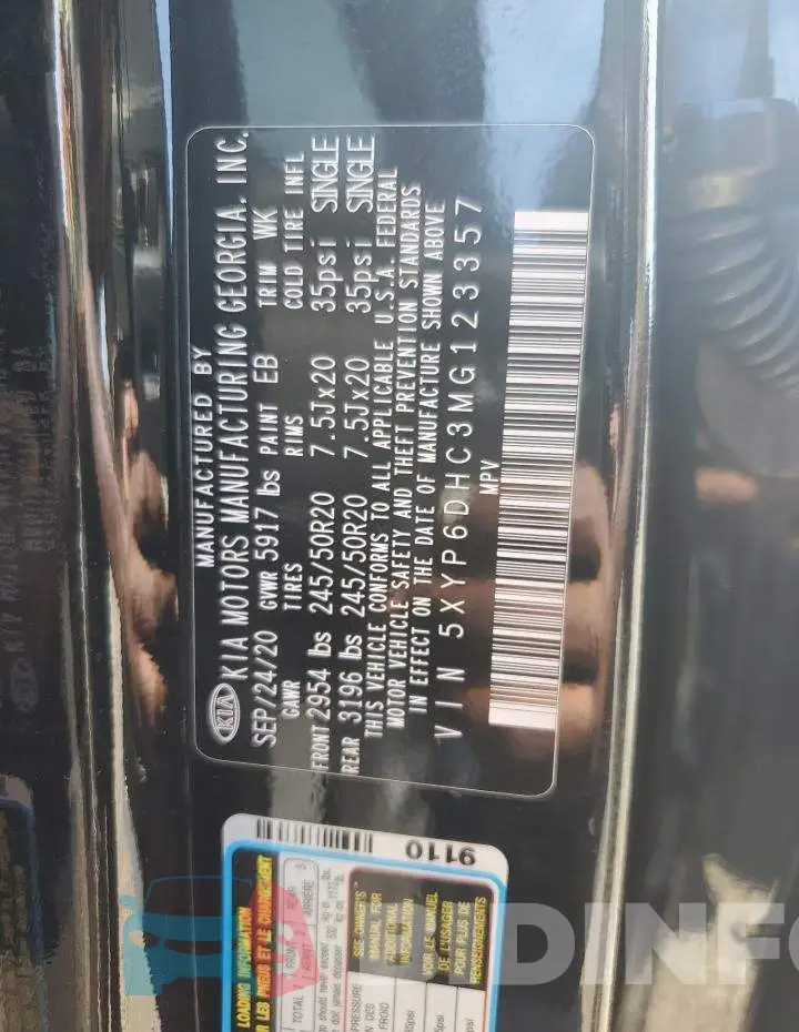 5XYP6DHC3MG123357 Photo# 13