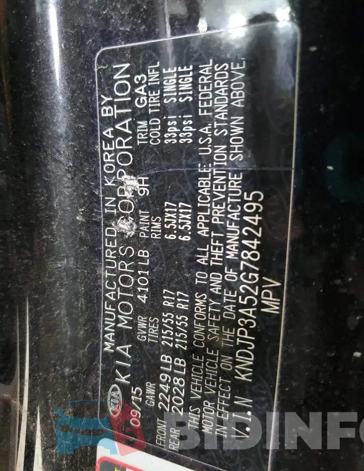 KNDJP3A52G7842495 Photo# 13