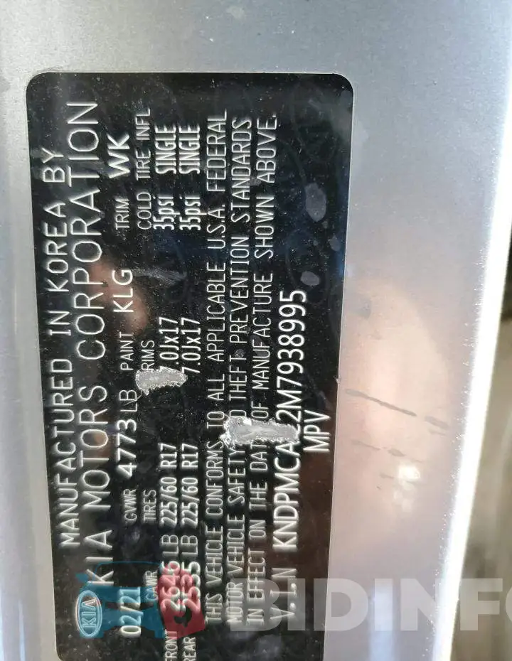 KNDPMCAC2M7938995 Photo# 14