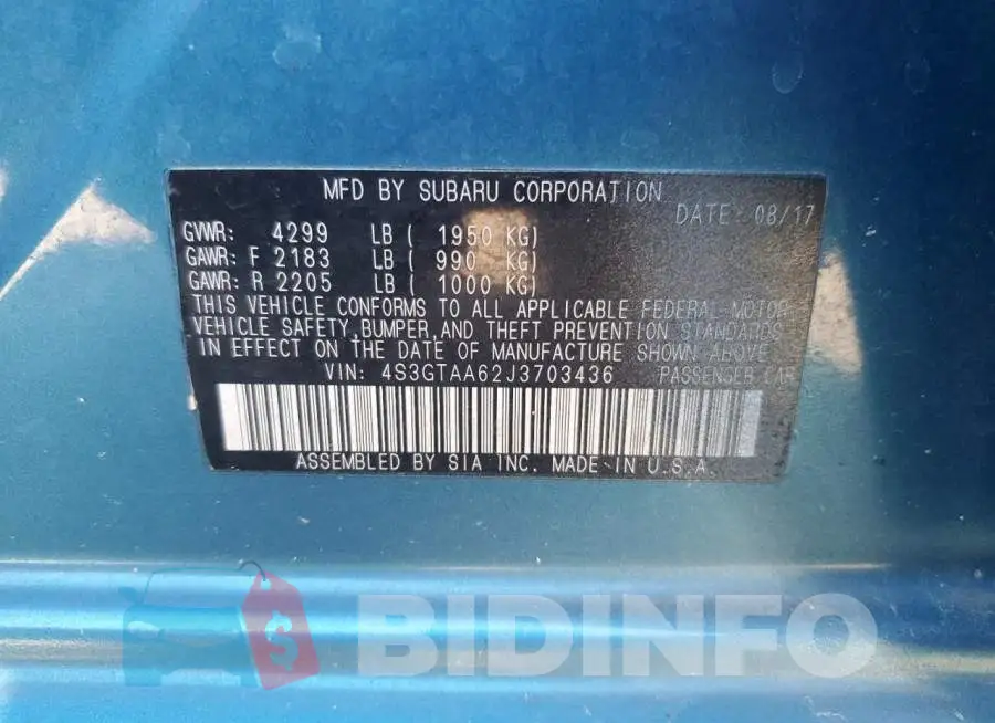 4S3GTAA62J3703436 Photo# 13