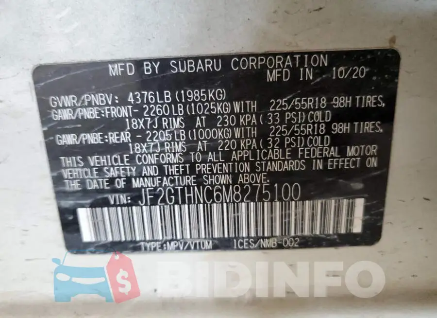 JF2GTHNC6M8275100 Photo# 12