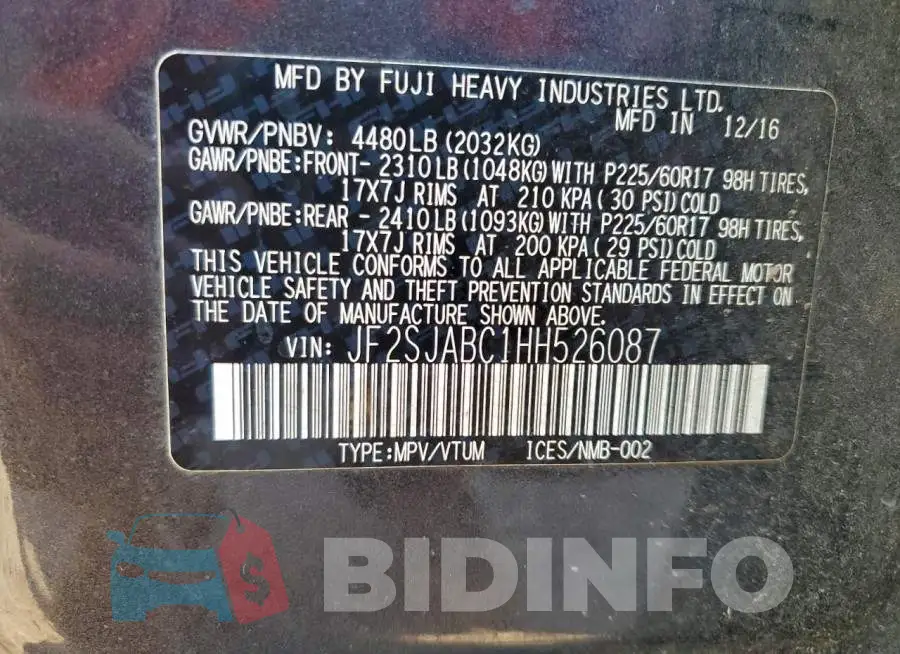 JF2SJABC1HH526087 Photo# 12