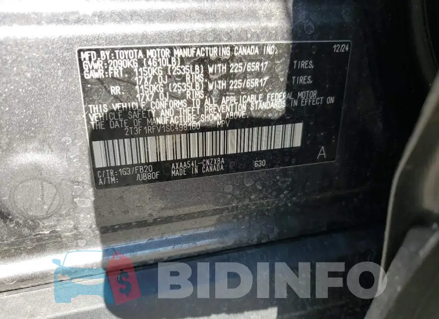 2T3F1RFV1SC498160 Photo# 14