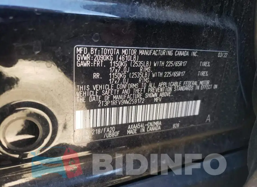 2T3P1RFV9NW259172 Photo# 12