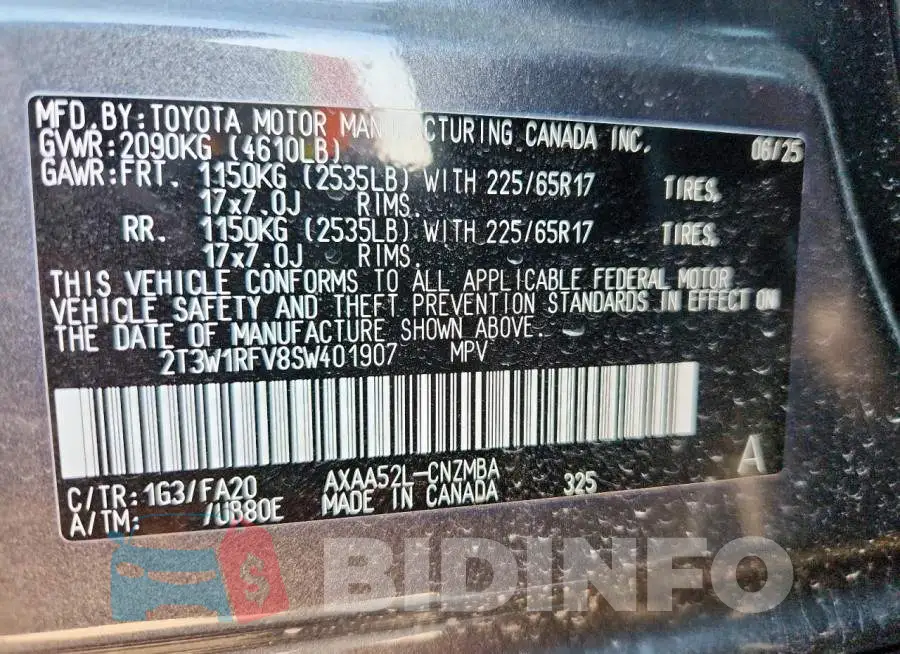 2T3W1RFV8SW401907 Photo# 13