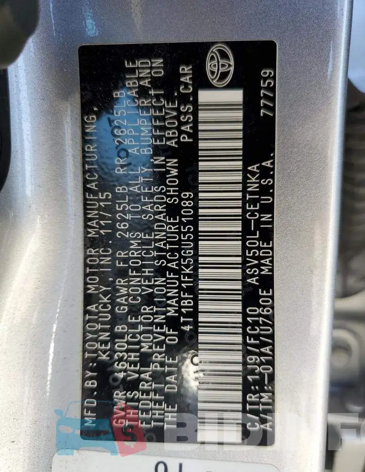 4T1BF1FK5GU551089 Photo# 12