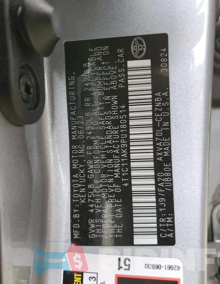 4T1C11AK9PU180514 Photo# 12