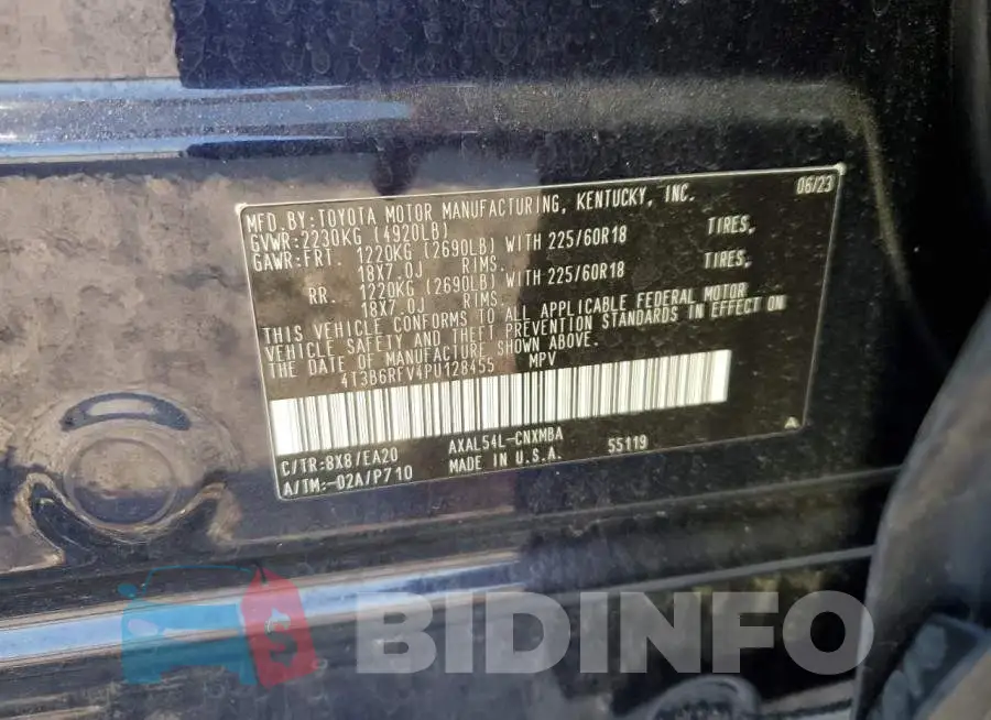 4T3B6RFV4PU128455 Photo# 14