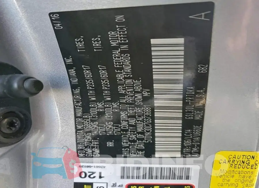 5TDYK3DC7GS736881 Photo# 13